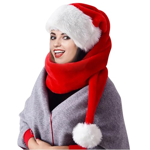 CUPOOD Weihnachtsmütze Nikolausmütze Erwachsene Plüsch Rand Weihnachtsfeier Rote Santa Mütze Warm Dicker Fellrand Weihnachtsmann mütze für Unisex Neujahr Familie Weihnachten Party von CUPOOD