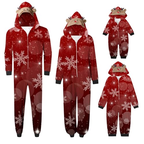 CUPOOD Weihnachtspyjama Familie Set Hoodie Weihnachts Pyjama Schlafanzug Einteiler Onesie Weihnachtsoutfit Familien Pyjama Jumpsuit Christmas Schlafanzüge Weihnachten Nachtwäsche Sleepwear Kuschelig von CUPOOD