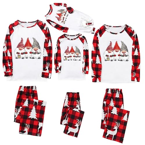 CUPOOD Weihnachtspyjama Familie Set Lange Ärmel Weihnachtsdruck Weihnachten Familie Schlafanzug Rundhals Nachtwäsche Bedruckte Christmas Herren Damen Kinder Baby Family Pyjama Zweiteilige Party von CUPOOD