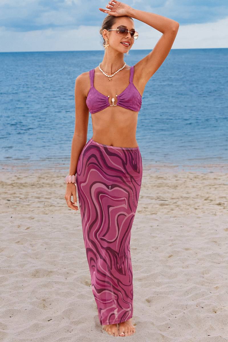 Abstrakter Transparenter Strick-Strand-Sarong von CUPSHE