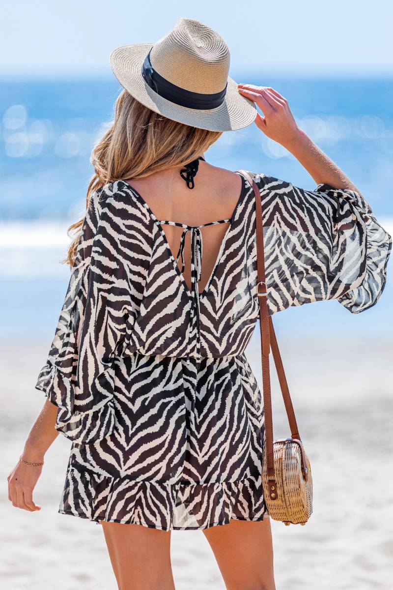 Animal Print Halbärmel Mini-Strandkleid von CUPSHE