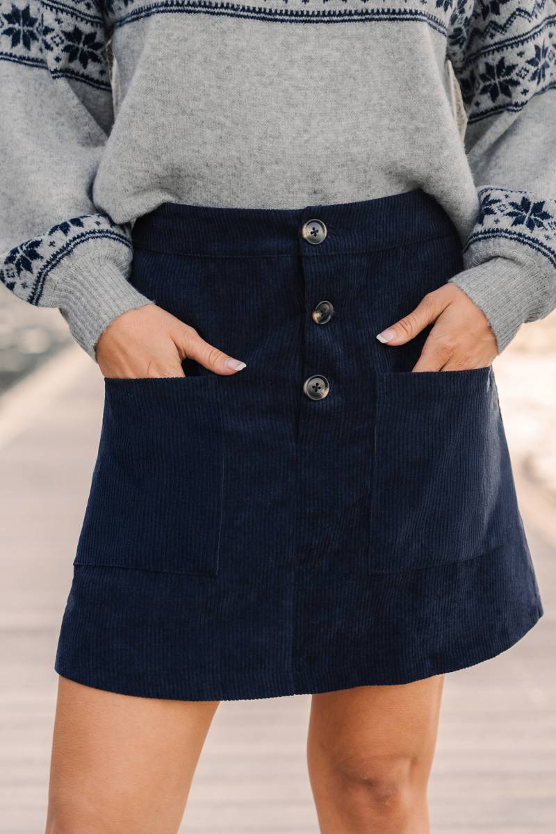 Blauer Minirock mit Taschen von CUPSHE