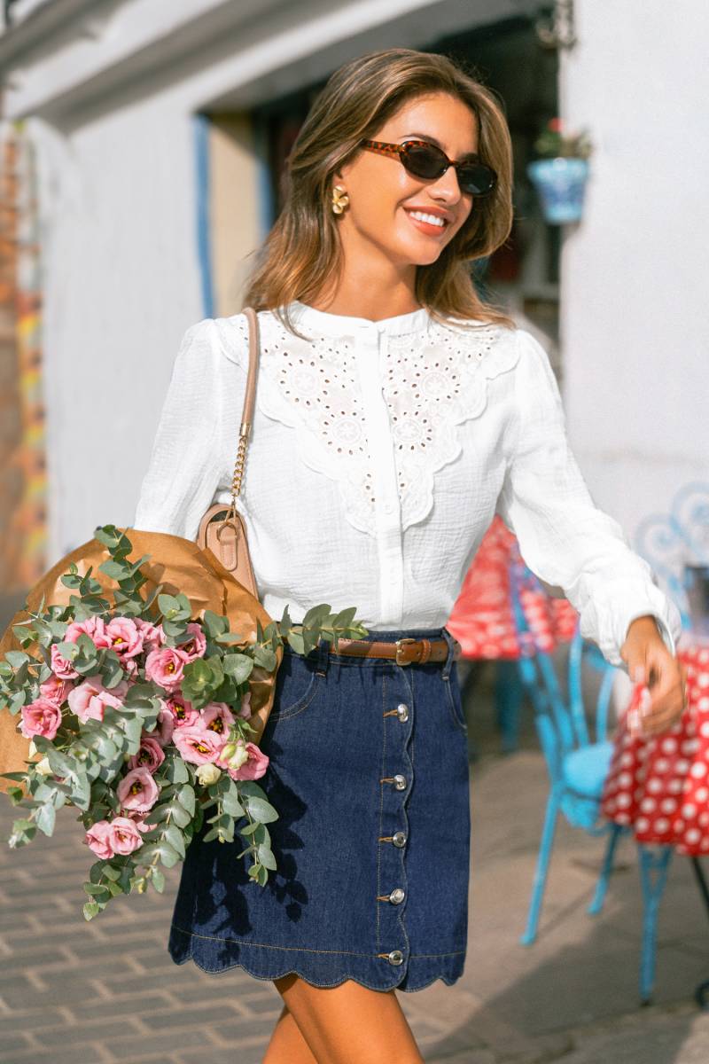 Blauer Minirock mit Wellen­saum von CUPSHE