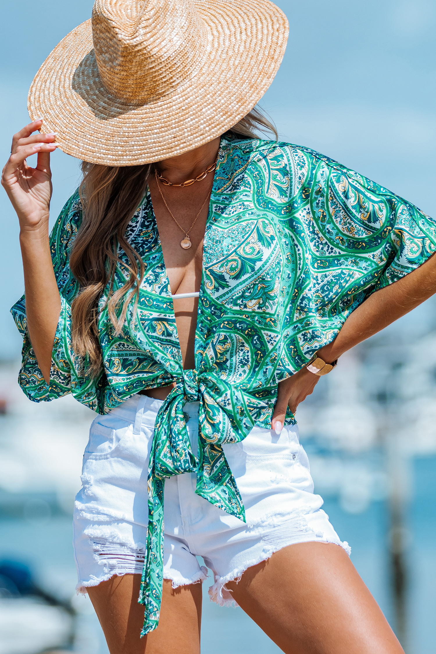Boho Paisley Halbarm Strandtop Boho Paisley Halbarm Strandtop von CUPSHE