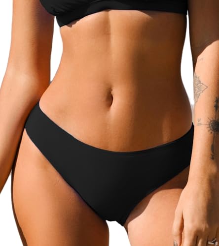 CUPSHE Damen Bikinihose Low Waist Cheeky Badehose Bikini Slip Schwarz S von CUPSHE