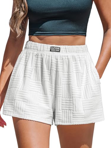 CUPSHE Damen Casual Shorts Baumwolle Hohe Taille Strandkleider Sommershorts mit Taschen L von CUPSHE