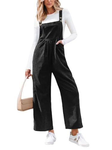 CUPSHE Damen Cord Latzhosen Ärmellos Overall Weites Bein Jumpsuit Herbst Winter Lose Playsuit Hosenanzug mit Taschen von CUPSHE