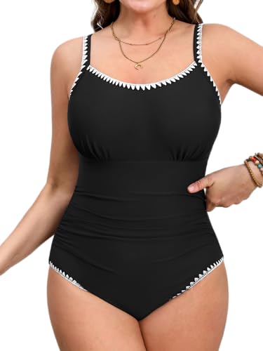 CUPSHE Damen Große Größen Badeanzug U Ausschnitt Häkelkante Bauchweg Raffung Cutout Einteilige Plus Size Bademode Swimsuit Schwarz 2X=XXL CUPSHE Damen Große Größen Badeanzug U Ausschnitt Häkelkante Bauchweg Raffung Cutout Einteilige Plus Size Bademode Swimsuit Schwarz 2X=XXL von CUPSHE