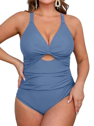 CUPSHE Damen Große Größen Badeanzug V Ausschnitt Wickeloptik Cutouts Raffung Bauchweg Einteilige Curvy Bademode Plus Size Swimsuit Himmelblau 1X=XL CUPSHE Damen Große Größen Badeanzug V Ausschnitt Wickeloptik Cutouts Raffung Bauchweg Einteilige Curvy Bademode Plus Size Swimsuit Himmelblau 1X=XL von CUPSHE