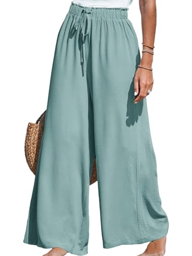 CUPSHE Damen Leichte Weite Hose, High Waist mit Kordelzug und Gummibund, Ganzjahrestaugliche Lange Hose von CUPSHE