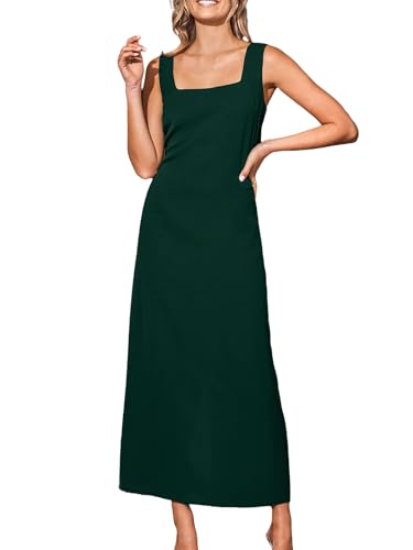 CUPSHE Damen Kleid Ärmellos Lang Freizeitkleider Quadratischer Ausschnitt Breite Träger Schlitz Lang Formell Elegant Maxi Dress Grün XL CUPSHE Damen Kleid Ärmellos Lang Freizeitkleider Quadratischer Ausschnitt Breite Träger Schlitz Lang Formell Elegant Maxi Dress Grün XL von CUPSHE
