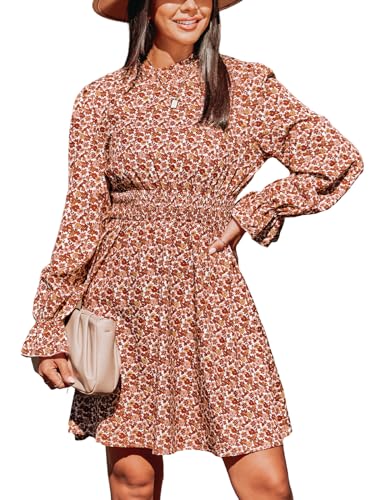 CUPSHE Damen Kleid Mock Neck Langarm Blumenprint Kurzes Herbstkleid Freizeitkleider Elegant Party Smocked Mini Dress Orange Blumig S CUPSHE Damen Kleid Mock Neck Langarm Blumenprint Kurzes Herbstkleid Freizeitkleider Elegant Party Smocked Mini Dress Orange Blumig S von CUPSHE