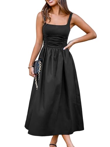 CUPSHE Damen Kleid Quadratischer Hals Ärmellos Freizeitkleider Stricktop Herbst Geraffte Taille Lang A-Linie Elegant Party Maxi Dress Schwarz M CUPSHE Damen Kleid Quadratischer Hals Ärmellos Freizeitkleider Stricktop Herbst Geraffte Taille Lang A-Linie Elegant Party Maxi Dress Schwarz M von CUPSHE