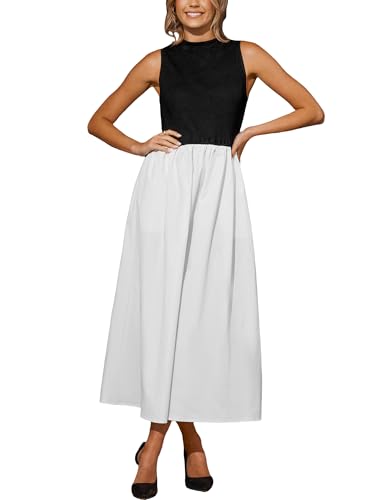 CUPSHE Damen Kleid Rundhals Ärmellos Freizeitkleider Stricken Tank Farbblock Lang Formell Elegant Maxi Dress Weiß M CUPSHE Damen Kleid Rundhals Ärmellos Freizeitkleider Stricken Tank Farbblock Lang Formell Elegant Maxi Dress Weiß M von CUPSHE