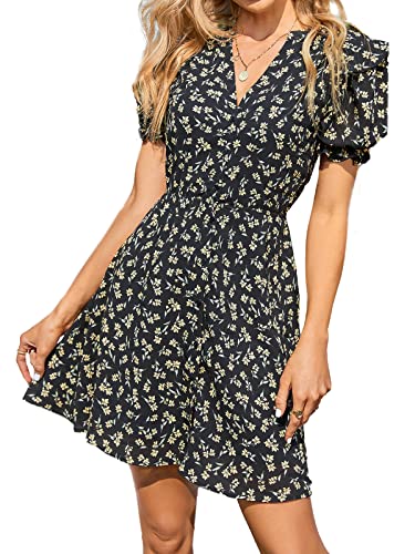CUPSHE Damen Kleid V Ausschnitt Knöpfen Puffärmel Sommerkleid Kurzarm Blumenmuster Freizeitkleider Mini Dress Mehrfarbig M CUPSHE Damen Kleid V Ausschnitt Knöpfen Puffärmel Sommerkleid Kurzarm Blumenmuster Freizeitkleider Mini Dress Mehrfarbig M von CUPSHE