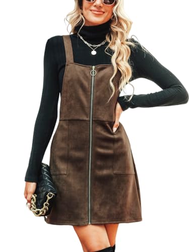 CUPSHE Damen Latzrock Quadratischer Ausschnitt Reißverschluss Wildleder Latzkleid Overallkleid Freizeitkleider Wildlederimitat Zipper Mini Dress Kaffeebraun L CUPSHE Damen Latzrock Quadratischer Ausschnitt Reißverschluss Wildleder Latzkleid Overallkleid Freizeitkleider Wildlederimitat Zipper Mini Dress Kaffeebraun L von CUPSHE