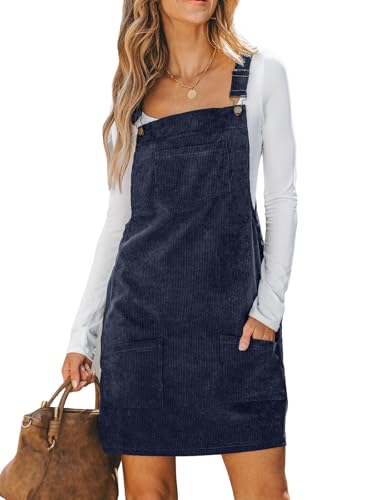 CUPSHE Damen Latzrock Quadratischer Ausschnitt Hosenträger Taschen Cord Latzkleid Overallkleid Freizeitkleider Corduroy Mini Dress Weinrot XL von CUPSHE