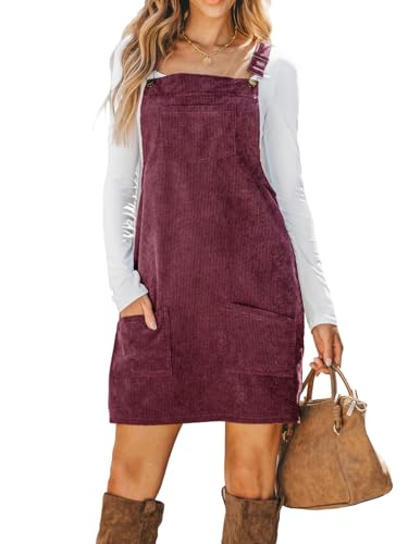 CUPSHE Damen Latzrock Quadratischer Ausschnitt Hosenträger Taschen Cord Latzkleid Overallkleid Freizeitkleider Corduroy Mini Dress Weinrot XXL CUPSHE Damen Latzrock Quadratischer Ausschnitt Hosenträger Taschen Cord Latzkleid Overallkleid Freizeitkleider Corduroy Mini Dress Weinrot XXL von CUPSHE