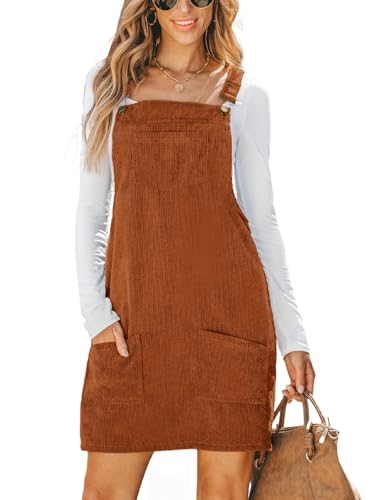 CUPSHE Damen Latzrock Quadratischer Ausschnitt Hosenträger Taschen Cord Latzkleid Overallkleid Freizeitkleider Corduroy Mini Dress CUPSHE Damen Latzrock Quadratischer Ausschnitt Hosenträger Taschen Cord Latzkleid Overallkleid Freizeitkleider Corduroy Mini Dress von CUPSHE