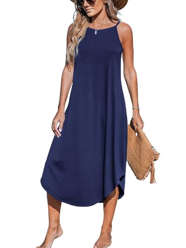 CUPSHE Damen-Maxikleid, ärmellos, Cami, U-Ausschnitt, lockere Tunika, lässiges Sommerkleid, navy, S CUPSHE Damen-Maxikleid, ärmellos, Cami, U-Ausschnitt, lockere Tunika, lässiges Sommerkleid, navy, S von CUPSHE