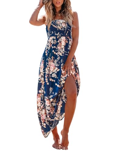 CUPSHE Damen Maxikleid Ditsy Floral gesmoktes Sommerkleid, ärmellos, gerüscht, Spaghettiträger, langes Strandkleid, formelles Kleid, Mitternachtsblau, Klein CUPSHE Damen Maxikleid Ditsy Floral gesmoktes Sommerkleid, ärmellos, gerüscht, Spaghettiträger, langes Strandkleid, formelles Kleid, Mitternachtsblau, Klein von CUPSHE