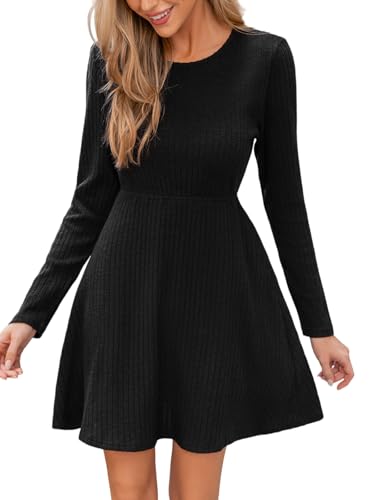 CUPSHE Damen Pullikleid Stricken Rundhals Langarm Gerippt Minikleid Freizeitkleider Herbst A-Linie Elegant Mini Dress Schwarz M CUPSHE Damen Pullikleid Stricken Rundhals Langarm Gerippt Minikleid Freizeitkleider Herbst A-Linie Elegant Mini Dress Schwarz M von CUPSHE