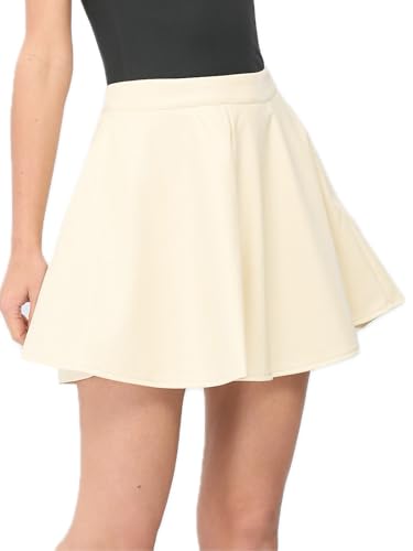 CUPSHE Damen Rock Lederoptik Hoher Bund A Linie Kurz Kunstleder Minirock Freizeitrock High Waist Party Skater Short Skirt Beige XS von CUPSHE