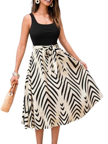 CUPSHE Damen Sommerkleid Ärmellos Freizeitkleider Quadratischer Ausschnitt Abstrakt Strandkleid A Linie Midi Dress CUPSHE Damen Sommerkleid Ärmellos Freizeitkleider Quadratischer Ausschnitt Abstrakt Strandkleid A Linie Midi Dress von CUPSHE