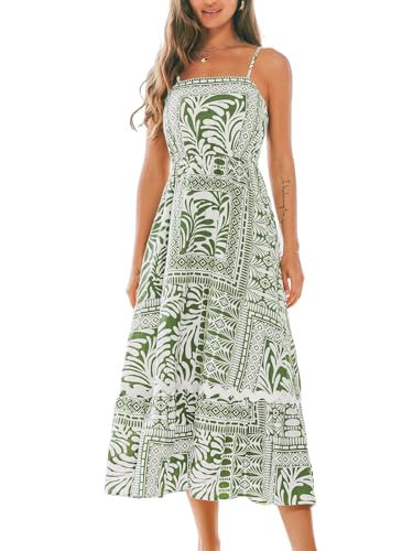 CUPSHE Damen Sommerkleid Blumen Quadratischer Kragen Freizeitkleider Ärmellos Gesmokt Rüschensaum Strandkleid Maxi Dress CUPSHE Damen Sommerkleid Blumen Quadratischer Kragen Freizeitkleider Ärmellos Gesmokt Rüschensaum Strandkleid Maxi Dress von CUPSHE