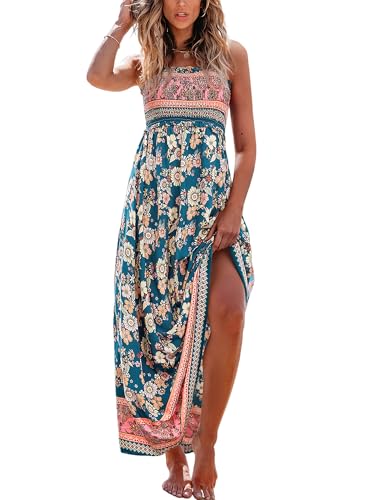 CUPSHE Damen Sommerkleid Gesmokt Ärmellos Maxikleid Rüschen Spaghettiträger Lang Freizeitkleider Maxi Dress Marineblau mit Blumenmuster M CUPSHE Damen Sommerkleid Gesmokt Ärmellos Maxikleid Rüschen Spaghettiträger Lang Freizeitkleider Maxi Dress Marineblau mit Blumenmuster M von CUPSHE