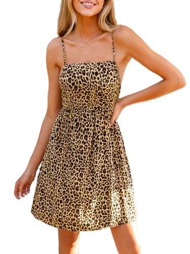 CUPSHE Damen Sommerkleid Leopard Ärmellos Strandkleid Gesmokt Spaghettiträger A-Linie Freizeitkleider Mini Dress Braun L CUPSHE Damen Sommerkleid Leopard Ärmellos Strandkleid Gesmokt Spaghettiträger A-Linie Freizeitkleider Mini Dress Braun L von CUPSHE