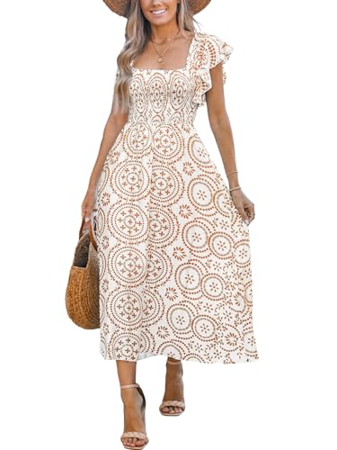 CUPSHE Damen Sommerkleid Paisley Kurze Flatterärmel Freizeitkleider Gesmokt Quadratischer Ausschnitt Midi Dress CUPSHE Damen Sommerkleid Paisley Kurze Flatterärmel Freizeitkleider Gesmokt Quadratischer Ausschnitt Midi Dress von CUPSHE