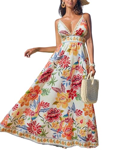 CUPSHE Damen Sommerkleid Tropisch Tiefer V-Ausschnitt Freizeitkleider Ärmellos Spaghettiträger Strandkleid Urlaub Maxi Dress CUPSHE Damen Sommerkleid Tropisch Tiefer V-Ausschnitt Freizeitkleider Ärmellos Spaghettiträger Strandkleid Urlaub Maxi Dress von CUPSHE