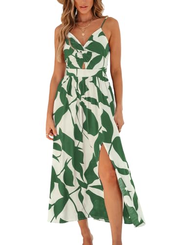 CUPSHE Damen Sommerkleid Tropisch V-Ausschnitt Ärmellos Strandkleider Cutout Seitenschlitz Freizeitkleider Spaghettiträger Maxi Dress CUPSHE Damen Sommerkleid Tropisch V-Ausschnitt Ärmellos Strandkleider Cutout Seitenschlitz Freizeitkleider Spaghettiträger Maxi Dress von CUPSHE