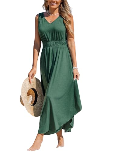 CUPSHE Damen Sommerkleid V-Ausschnitt Ärmellos Kleider Elastische Taille Freizeitkleid Strand A-Linie Maxi Dress CUPSHE Damen Sommerkleid V-Ausschnitt Ärmellos Kleider Elastische Taille Freizeitkleid Strand A-Linie Maxi Dress von CUPSHE