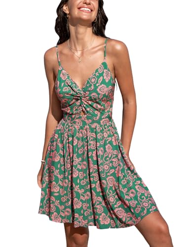 CUPSHE Damen Sommerkleid V Ausschnitt Twist Front Ärmellos Kontrastfarbe Boho Blumendruck Minikleid Freizeitkleider Party Beach Cami Mini Dress Grünes Paisley M CUPSHE Damen Sommerkleid V Ausschnitt Twist Front Ärmellos Kontrastfarbe Boho Blumendruck Minikleid Freizeitkleider Party Beach Cami Mini Dress Grünes Paisley M von CUPSHE
