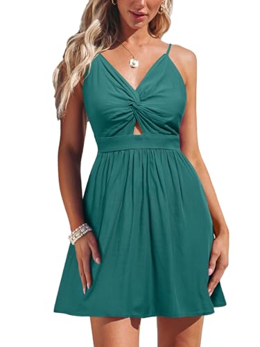 CUPSHE Damen Sommerkleid V Ausschnitt Twist Front Ärmellos Kontrastfarbe Boho Blumendruck Minikleid Freizeitkleider Party Beach Cami Mini Dress CUPSHE Damen Sommerkleid V Ausschnitt Twist Front Ärmellos Kontrastfarbe Boho Blumendruck Minikleid Freizeitkleider Party Beach Cami Mini Dress von CUPSHE