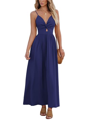 CUPSHE Damen Sommerkleid V Ausschnitt Twist Front Boho Trägerkleid Freizeitkleider Beach Party Camisole Dress von CUPSHE