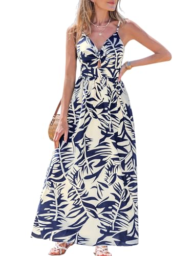 CUPSHE Damen Sommerkleid V Ausschnitt Twist Front Boho Trägerkleid Freizeitkleider Beach Party Camisole Dress von CUPSHE