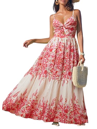 CUPSHE Damen Sommerkleid V Ausschnitt Twist Front Boho Trägerkleid Freizeitkleider Beach Party Camisole Dress von CUPSHE