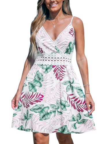 CUPSHE Damen Sommerkleid V Ausschnitt Wickeloptik Häkeleinsätze Tropische Blumen Spaghettiträger Strandkleid Freizeitkleider Sommer Mini Dress Weißer Blumenstrauß L CUPSHE Damen Sommerkleid V Ausschnitt Wickeloptik Häkeleinsätze Tropische Blumen Spaghettiträger Strandkleid Freizeitkleider Sommer Mini Dress Weißer Blumenstrauß L von CUPSHE