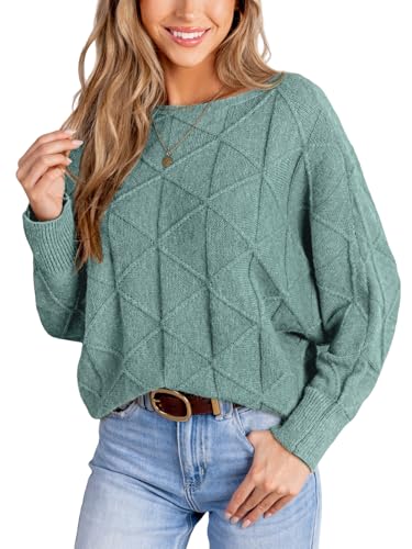 CUPSHE Damen Strickpullover Carmenausschnitt Langarm Dreiecksmuster 2024 Herbst Winter Feinstrick Pulli Oberteile Tops Lässig Knit Sweater Raumgrau M von CUPSHE