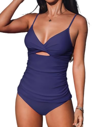 CUPSHE Damen Tankini Set V Ausschnitt Crossover Raffung Cutouts Bauchweg Mid Waist Reversible Bikinihose Zweiteiliger Badeanzug Swimsuit Dunkelviolett/Schwarz L CUPSHE Damen Tankini Set V Ausschnitt Crossover Raffung Cutouts Bauchweg Mid Waist Reversible Bikinihose Zweiteiliger Badeanzug Swimsuit Dunkelviolett/Schwarz L von CUPSHE