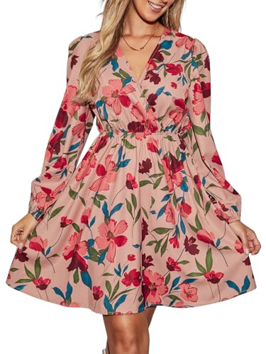 CUPSHE Damen V-Ausschnitt Wickelkleid Ausschnitt Ditsy Floral Minikleid Langarm A-Linie Kleid Surplice Kurzes Kleid, Dusty Rose, L CUPSHE Damen V-Ausschnitt Wickelkleid Ausschnitt Ditsy Floral Minikleid Langarm A-Linie Kleid Surplice Kurzes Kleid, Dusty Rose, L von CUPSHE