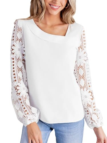 CUPSHE Damenbluse, lang, durchscheinend, Spitzenärmel, elegant, für Freizeit, Büro, weiß, M CUPSHE Damenbluse, lang, durchscheinend, Spitzenärmel, elegant, für Freizeit, Büro, weiß, M von CUPSHE