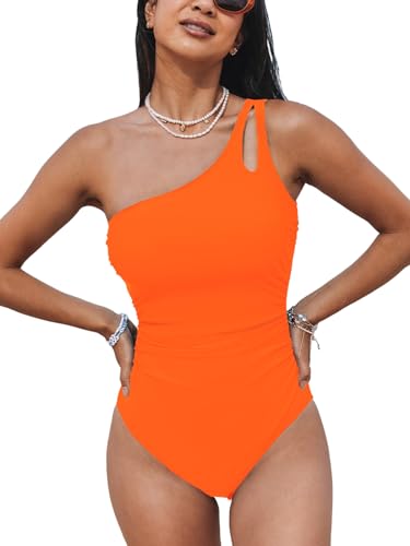 CUPSHE Einteiliger Damen-Badeanzug, Bauchkontrolle, Einteiler, Einteiler, Einteiler, Schlankheits-Bademode, Neon-Orange, XL von CUPSHE