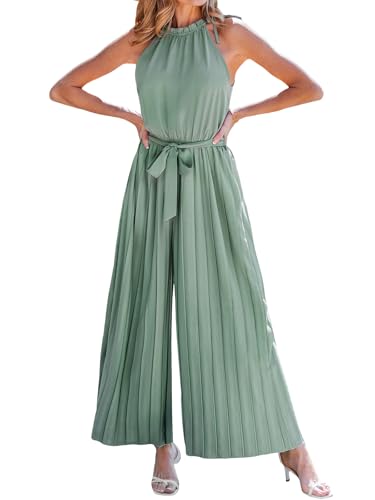 CUPSHE Rückenfreier Damen-Jumpsuit, Sommer-Strampler mit weitem Bein lockere Hose Atmungsaktive Glatte Freizeitoutfits, S von CUPSHE
