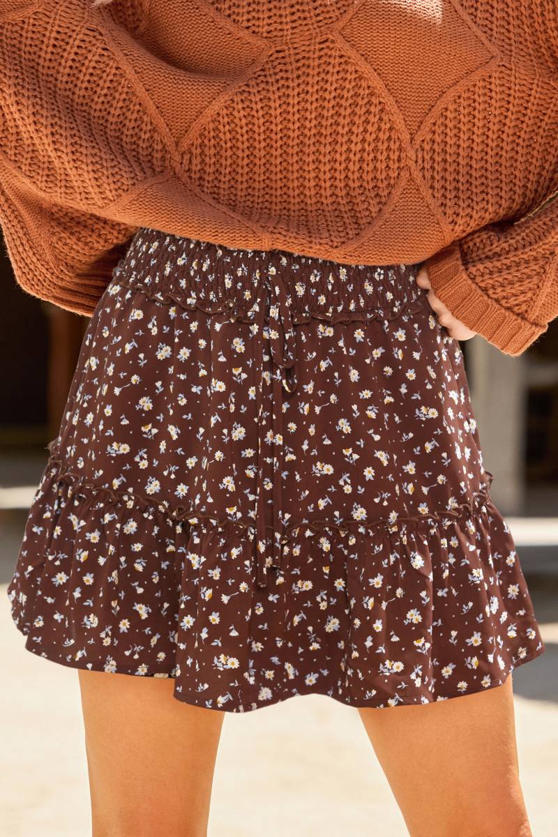 Geblümter Gesmokte Taille Minirock von CUPSHE