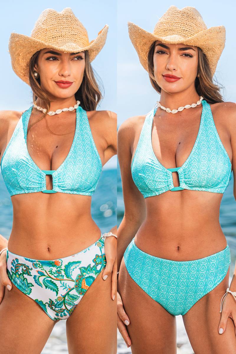 Geo Verstellbare Träger Wendebikini-Set von CUPSHE
