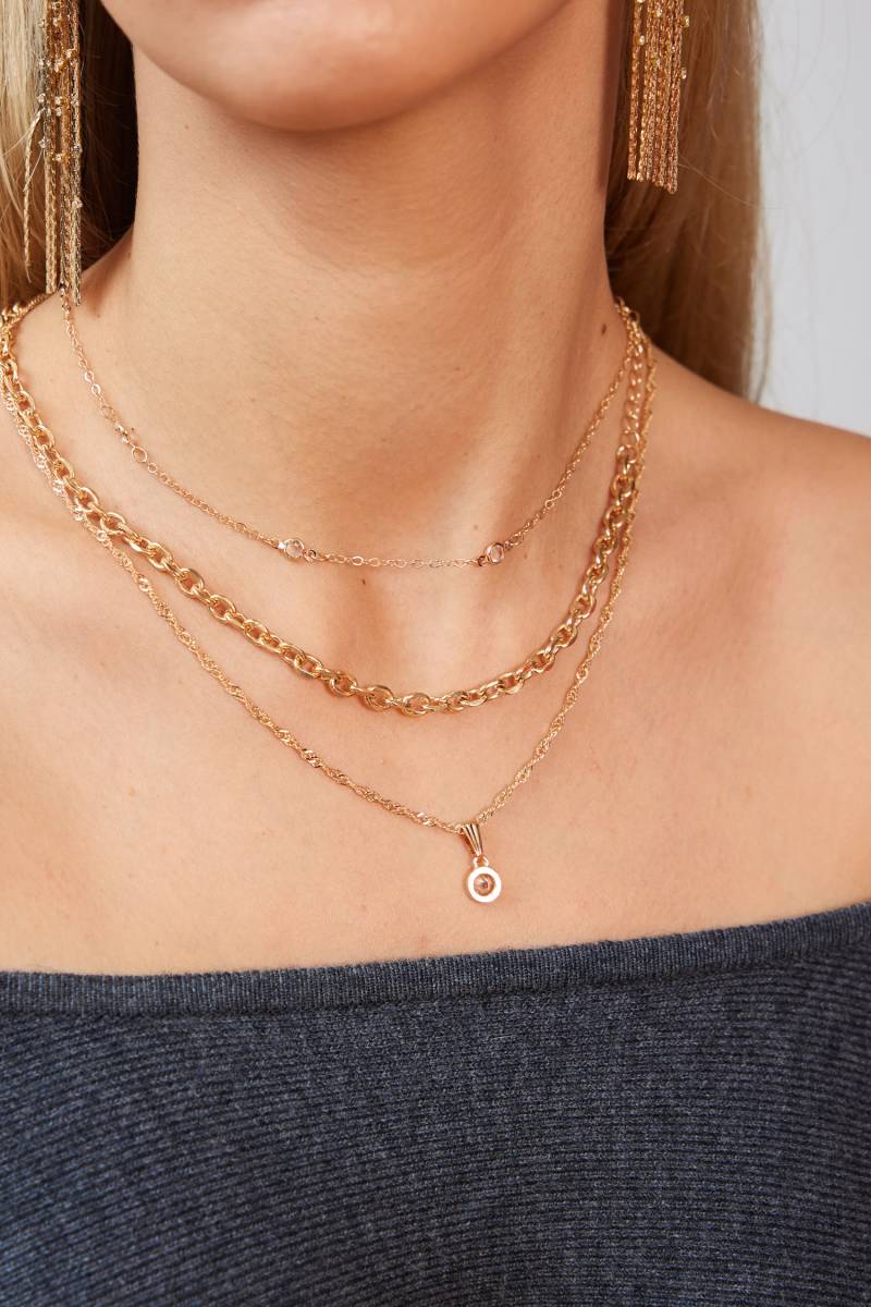 Goldfarbenes Halsketten-Set mit Strass-Akzenten von CUPSHE